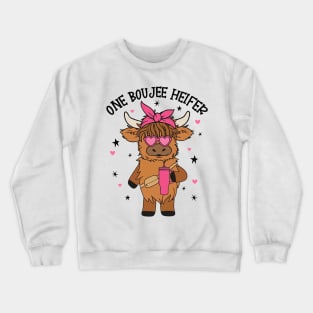 One Boojee Heifer Highland Cow Tumbler Farm Animal Valentine Crewneck Sweatshirt